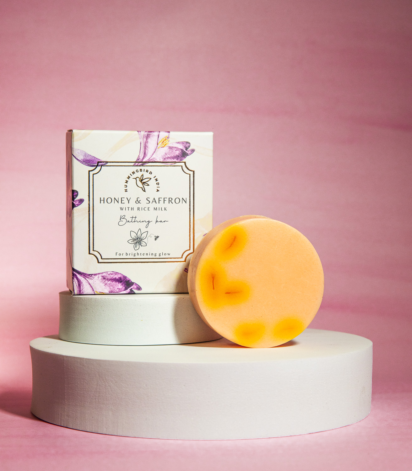 Honey & Saffron with rice milk organic bathing bar - For brightening glow